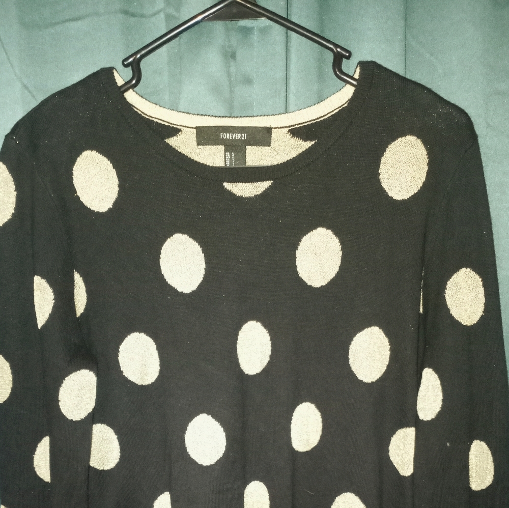 Forever 21 gold and black polka dot sweater